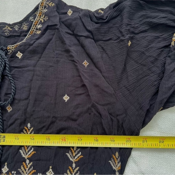 Free People Shyannez  Black Sheer Long Sleeve Western Mini Dress Size XL - Picture 7 of 10